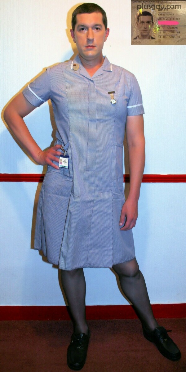 Chris Millett Gillingham Kent35 Nurses uniform and black tights