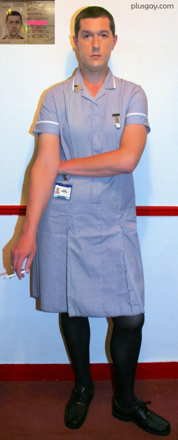 Chris Millett Gillingham Kent4 Nurses uniform and black tights